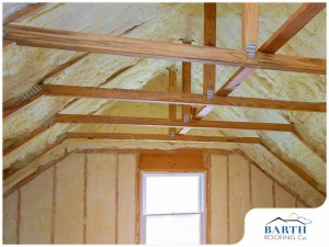 Attic and insulation below roof